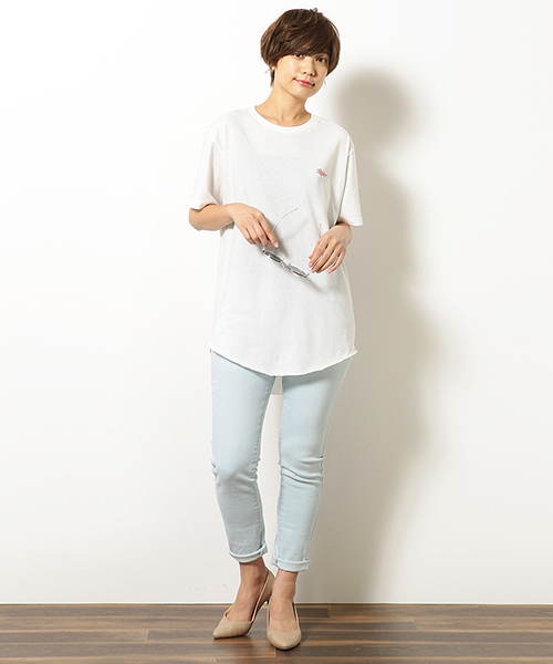 Purple&Yellow(パープルアンドイエロー)の「バックプリント ロングラウンド Tシャツ(Tシャツ/カットソー・メンズ・アイボリー/イエロー系その他/ブラック/オレンジ系その他・SMALL/X-LARGE/LARGE/MEDIUM)」の12枚目の写真