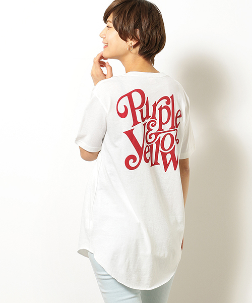 Purple&Yellow(パープルアンドイエロー)の「バックプリント ロングラウンド Tシャツ(Tシャツ/カットソー・メンズ・アイボリー/イエロー系その他/ブラック/オレンジ系その他・SMALL/X-LARGE/LARGE/MEDIUM)」の10枚目の写真