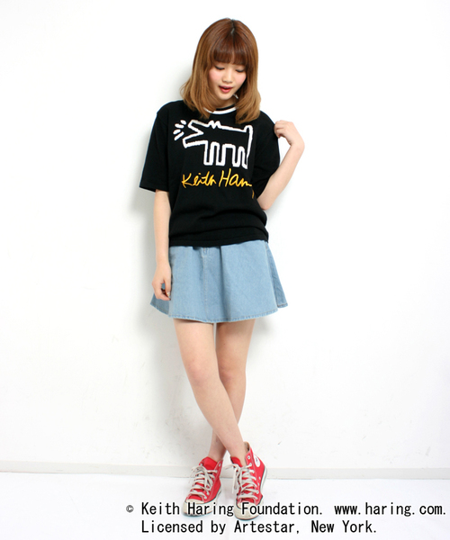 WEGO（ウィゴー）の「WEGO/Keith Haring(キースヘリング)  半袖ニット（ニット/セーター・メンズ・ブラック・MEDIUM/LARGE）」の2枚目の写真