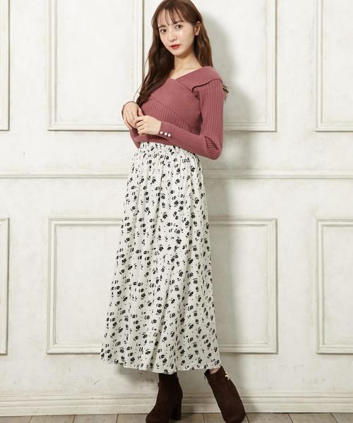 Allamanda アラマンダ の ドットフラワー柄 ギャザースカート スカート Wear