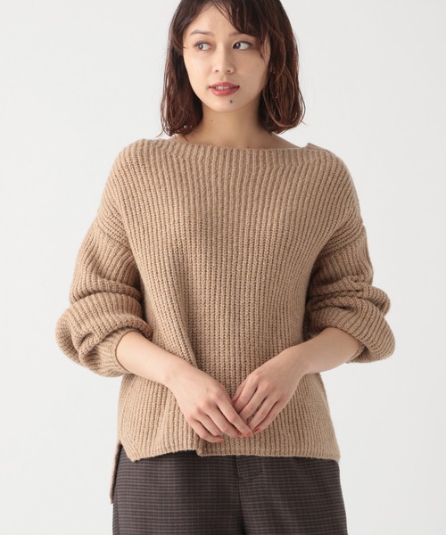 studio CLIP（スタディオクリップ）の「5ゲージコットンスラブ畦プルオーバー（ニット/セーター・レディース・ベージュ/パープル/グリーン/ホワイト/ネイビー・LARGE/MEDIUM）」の2枚目の写真