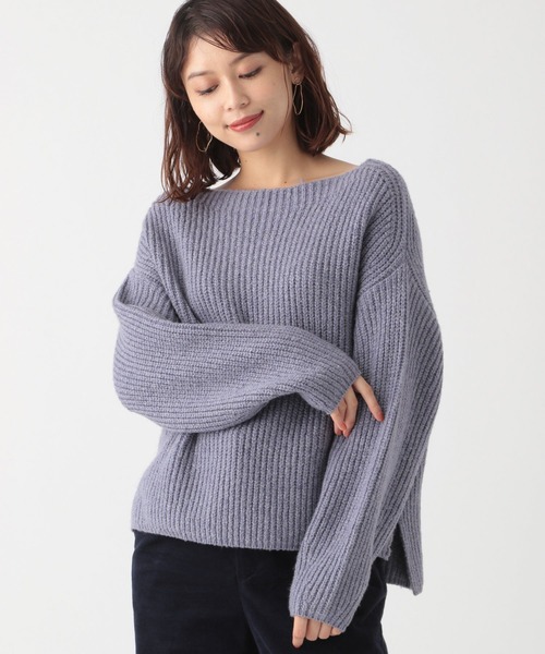 studio CLIP（スタディオクリップ）の「5ゲージコットンスラブ畦プルオーバー（ニット/セーター・レディース・ベージュ/パープル/グリーン/ホワイト/ネイビー・LARGE/MEDIUM）」の5枚目の写真