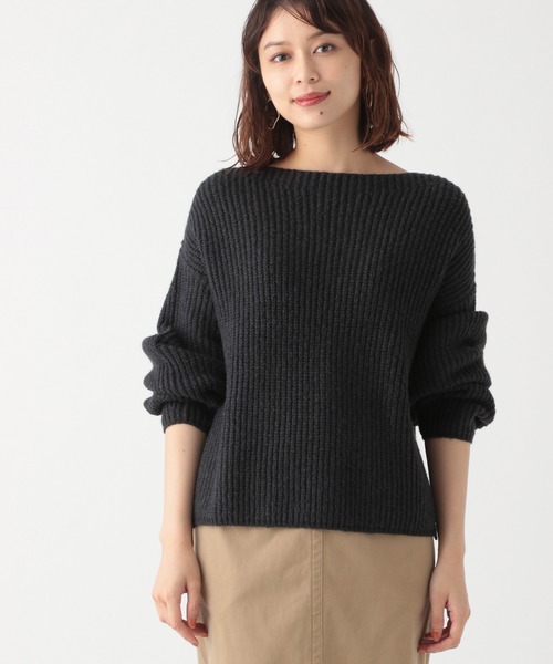 studio CLIP（スタディオクリップ）の「5ゲージコットンスラブ畦プルオーバー（ニット/セーター・レディース・ベージュ/パープル/グリーン/ホワイト/ネイビー・LARGE/MEDIUM）」の4枚目の写真