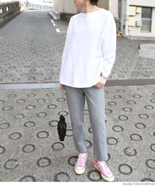 coca(coca)(コカ)の「テールカットボートネックカットソー(Tシャツ/カットソー・レディース・ホワイト/ベージュ/ピンク/チャコール・ONE SIZE)」の14枚目の写真