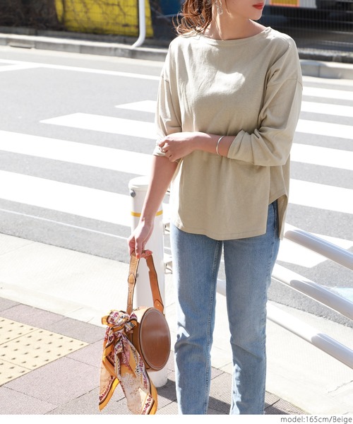 coca(coca)(コカ)の「テールカットボートネックカットソー(Tシャツ/カットソー・レディース・ホワイト/ベージュ/ピンク/チャコール・ONE SIZE)」の9枚目の写真