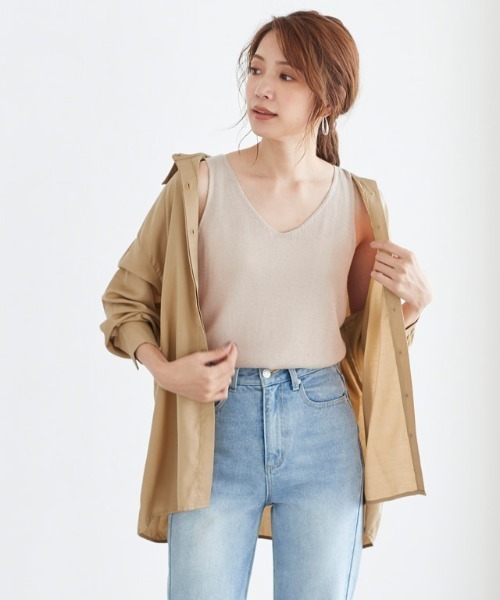 Pierrot（ピエロ）の「マットサテンシャツ（シャツ/ブラウス・レディース・ベージュ/ネイビー/ライトベージュ・M/L）」の22枚目の写真