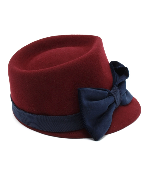 ROSE BUD（ローズバッド）の「(FERRUCCIO VECCHI)#441140/1770 RIBBON FELT HAT（ハット・レディース・ブラック/レッド系その他/ネイビー・ONE SIZE）」の8枚目の写真