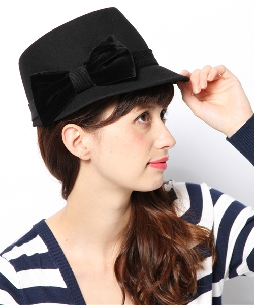 ROSE BUD（ローズバッド）の「(FERRUCCIO VECCHI)#441140/1770 RIBBON FELT HAT（ハット・レディース・ブラック/レッド系その他/ネイビー・ONE SIZE）」の4枚目の写真