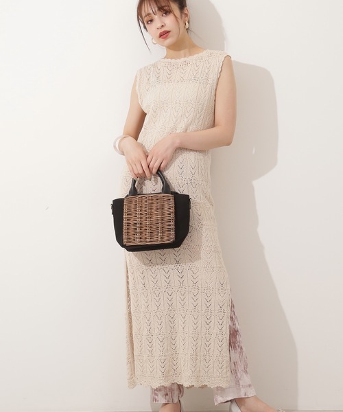 N N Natural Beauty Basic エヌエヌナチュラルビューティーベーシック の レース編みニットワンピース ワンピース Wear N N Natural Beauty Basic エヌエヌナチュラルビューティーベーシック の レース編みニットワンピース ワンピース Wear