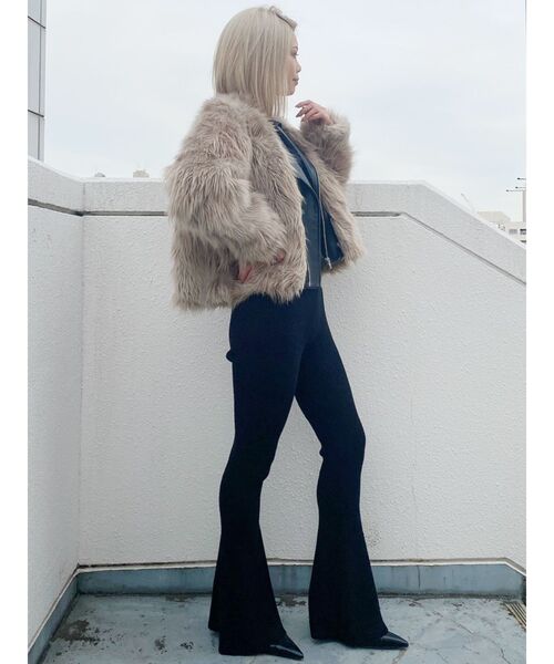 GYDA（ジェイダ）の「レイヤードエコファーライダースジャケット（ライダースジャケット・レディース・ベージュ/ピンク/グレー・FREE）」の16枚目の写真