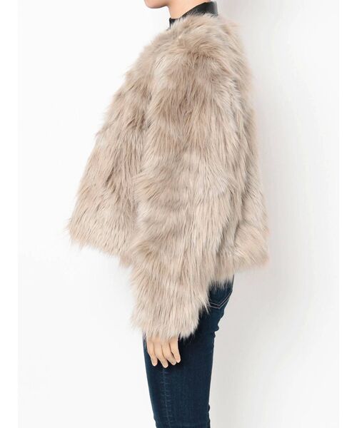 GYDA（ジェイダ）の「レイヤードエコファーライダースジャケット（ライダースジャケット・レディース・ベージュ/ピンク/グレー・FREE）」の18枚目の写真