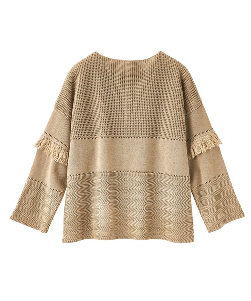 GeeRA(ジーラ)の「フリンジデザインニット(ニット/セーター・レディース・カーキ/ブラック/ベージュ・LARGE/XX-LARGE/MEDIUM/X-LARGE)」の7枚目の写真