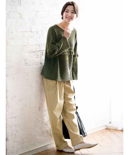 GeeRA(ジーラ)の「フリンジデザインニット(ニット/セーター・レディース・カーキ/ブラック/ベージュ・LARGE/XX-LARGE/MEDIUM/X-LARGE)」の10枚目の写真