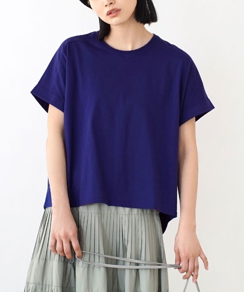 zootie（ズーティー）の「【汗が染みない ゆったりTシャツ】 汗しみない Tシャツ［ワイドシルエット］ 汗染み防止（Tシャツ/カットソー・レディース・ラベンダー/ブラック/グレイッシュブルー/カーキ/キャメル/パープル/ネイビー/ライトブルー/杢グレー/ロイヤルブルー/フューシャピンク/オフホワイト/ライトカーキ/グレイッシュベージュ/ブラウン/オレンジ系その他/オレンジ系その他2/モカ/ダークグリーン/アイボリー/パープル系その他/ブルー系その他2/ダークブラウン/イエロー系その他/レッド系その他/ミント・M-L）」の17枚目の写真