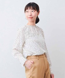 IEDIT 落ち感素材で上品なドット柄プルオーバー