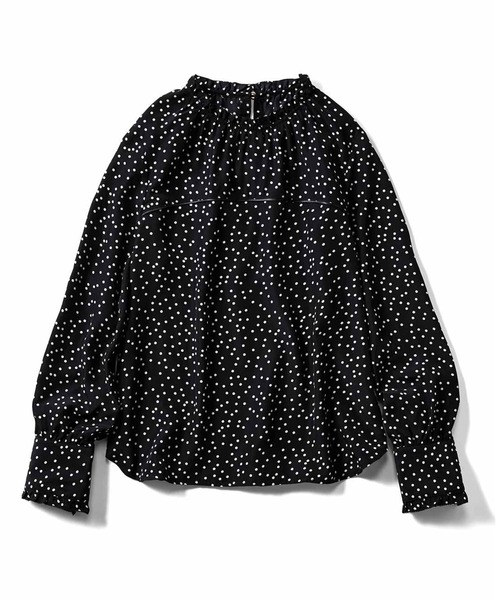 IEDIT（イディット）の「ＩＥＤＩＴ　落ち感素材で上品なドット柄プルオーバー（シャツ/ブラウス・レディース・アイボリー/ブラック・SMALL/MEDIUM/LARGE/X-LARGE/XX-LARGE/XXX-LARGE）」の8枚目の写真