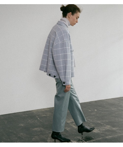 LE CIEL BLEU(ルシェルブルー)の「Check Shirt Jacket(テーラードジャケット・レディース・ライトブルー/ブラウン・36)」の7枚目の写真