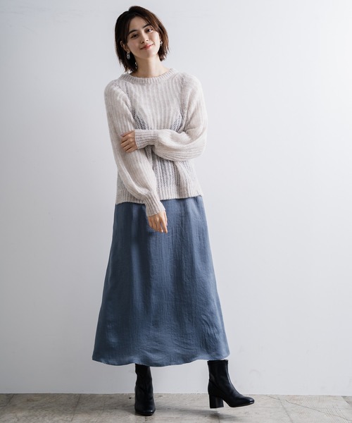 LEPSIM（レプシィム）の「5Gフワフワスカシプルオーバー　918761（ニット/セーター・レディース・チャコールグレー/レッド/モカ/グレイッシュベージュ・FREE）」の11枚目の写真