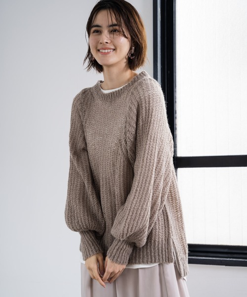 LEPSIM（レプシィム）の「5Gフワフワスカシプルオーバー　918761（ニット/セーター・レディース・チャコールグレー/レッド/モカ/グレイッシュベージュ・FREE）」の8枚目の写真