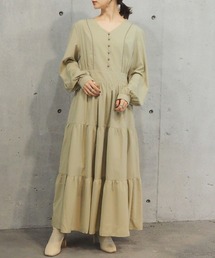 2021SS パイピングティアードロングワンピース