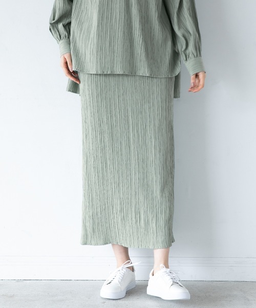 LEPSIM(レプシィム)の「シャーリングナロースカート 932982(スカート・レディース・ブラック/ミント/グレイッシュベージュ・FREE)」の3枚目の写真