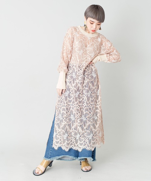 Odemai ロングレースシャツ　Free Size yuue\u0027 ( wear )（ユーイ）の「シースルーロングスリーブレーストップス