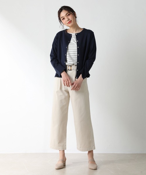 Honeys(ハニーズ)の「ゆるボーダーTシャツ(Tシャツ/カットソー・レディース・ホワイト×グリーン/ホワイト系その他/ベージュ系その他/ホワイト×ネイビー/グレー系その他/ホワイト×ブルー/ホワイト系その他2・L/S/LL/M)」の14枚目の写真