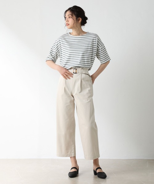 Honeys(ハニーズ)の「ゆるボーダーTシャツ(Tシャツ/カットソー・レディース・ホワイト×グリーン/ホワイト系その他/ベージュ系その他/ホワイト×ネイビー/グレー系その他/ホワイト×ブルー/ホワイト系その他2・L/S/LL/M)」の22枚目の写真