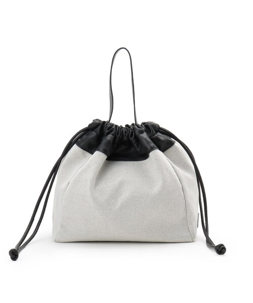 SOUP(スープ)の「◆キャンバスコンビ巾着(ハンドバッグ・レディース・ベージュ/ブラック・00)」の2枚目の写真