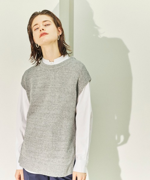 ReNorm(リノーム)の「テープヤーンノースリニット(ニット/セーター・レディース・グレー/ホワイト系その他・フリー)」の2枚目の写真