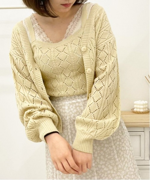 apres jour（アプレジュール）の「透かし編みカーディガン+キャミソールセット【ZOZOTOWN限定アイテム】（カーディガン/ボレロ・レディース・ライトピンク/クリーム/ミント/アイボリー・フリー/X-LARGE）」の15枚目の写真