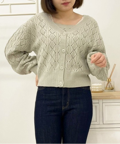 apres jour（アプレジュール）の「透かし編みカーディガン+キャミソールセット【ZOZOTOWN限定アイテム】（カーディガン/ボレロ・レディース・ライトピンク/クリーム/ミント/アイボリー・フリー/X-LARGE）」の19枚目の写真