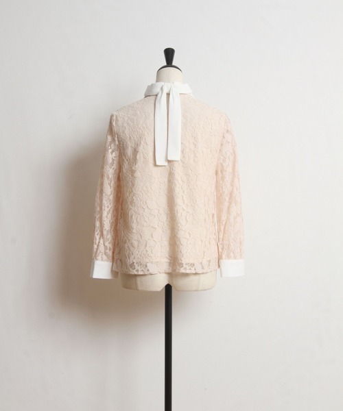 tocco closet(トッコ クローゼット)の「パール釦バックリボンフラワーレースブラウス(シャツ/ブラウス・レディース・オフホワイト/ベージュ・M)」の3枚目の写真