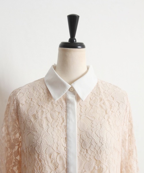 tocco closet(トッコ クローゼット)の「パール釦バックリボンフラワーレースブラウス(シャツ/ブラウス・レディース・オフホワイト/ベージュ・M)」の5枚目の写真