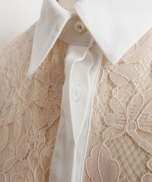 tocco closet(トッコ クローゼット)の「パール釦バックリボンフラワーレースブラウス(シャツ/ブラウス・レディース・オフホワイト/ベージュ・M)」の7枚目の写真