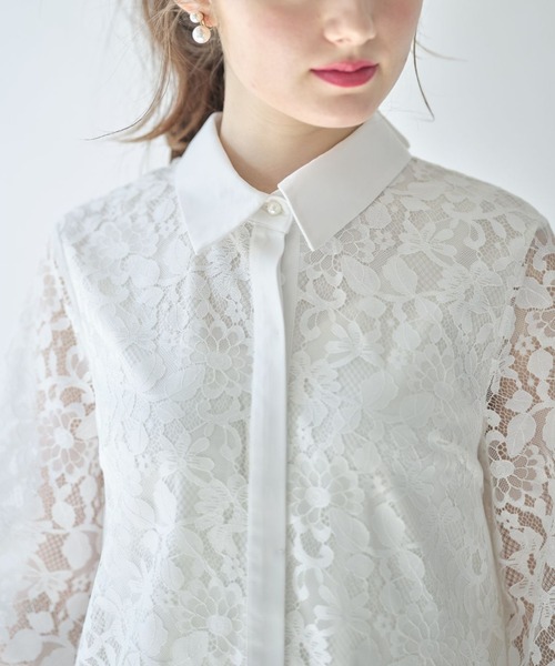 tocco closet(トッコ クローゼット)の「パール釦バックリボンフラワーレースブラウス(シャツ/ブラウス・レディース・オフホワイト/ベージュ・M)」の13枚目の写真