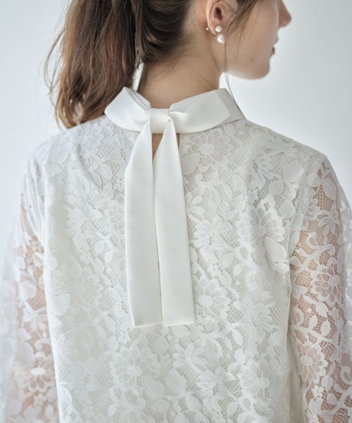 tocco closet(トッコ クローゼット)の「パール釦バックリボンフラワーレースブラウス(シャツ/ブラウス・レディース・オフホワイト/ベージュ・M)」の15枚目の写真