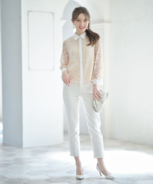 tocco closet(トッコ クローゼット)の「パール釦バックリボンフラワーレースブラウス(シャツ/ブラウス・レディース・オフホワイト/ベージュ・M)」の21枚目の写真