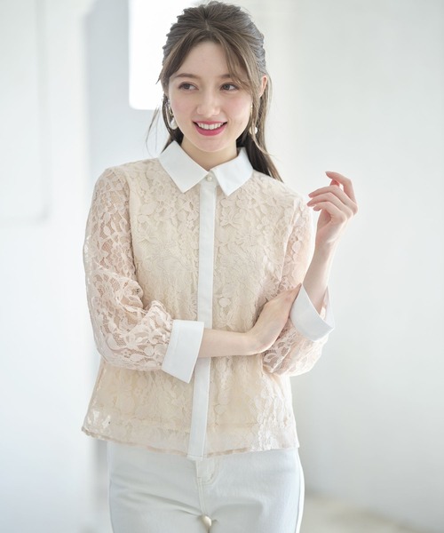 tocco closet(トッコ クローゼット)の「パール釦バックリボンフラワーレースブラウス(シャツ/ブラウス・レディース・オフホワイト/ベージュ・M)」の19枚目の写真