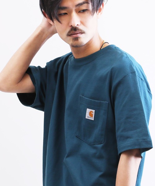 Carhartt(カーハート)の「carhartt/カーハート Workwear ビッグシルエット ポケット半袖 ロゴ Tシャツ ワッペン トップス(Tシャツ/カットソー・メンズ・エメラルドブルー/ブラック/ダークブラウン/ベージュ/ネイビー/グリーン/ヘザーグレー/バーガンディー/ヘザーチャコール/コバルトブルー/グレイッシュブルー/グリーン系その他/ブラウン系その他/ピンク系その他/オレンジ系その他/ピンク系その他2/グリーン系その他2/レッド系その他/ブルー系その他2/ブルー系その他/グリーン系その他3/ホワイト/ブルー系その他3/レッド系その他2/ブルー系その他4/イエロー系その他/グリーン系その他4/ライトイエロー/オレンジ/グリーン系その他5/イエロー系その他2/ブルー系その他5/テラコッタ/ブルー系その他6/オレンジ系その他2/レッド系その他3・MEDIUM/LARGE/X-LARGE/XX-LARGE/SMALL/XXX-LARGE)」の15枚目の写真