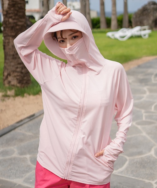 セール】ハイネックフード付きUVカットヒンヤリラッシュガード