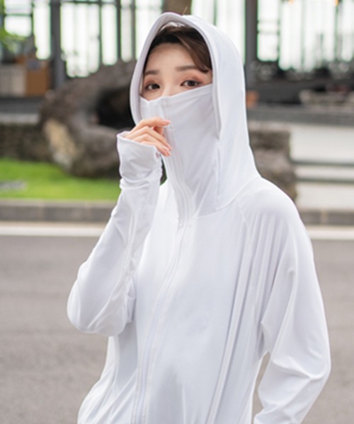 セール】ハイネックフード付きUVカットヒンヤリラッシュガード