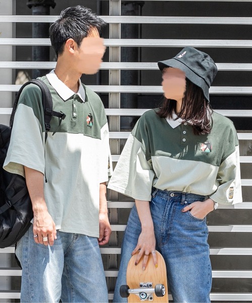 PairPair（ペアペア）の「【msy.コラボ】切り替えラガーシャツ(ユニセックス)（Tシャツ/カットソー・レディース・ライトベージュ/グリーン/ブルー・FREE）」の2枚目の写真