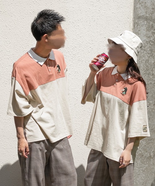 PairPair（ペアペア）の「【msy.コラボ】切り替えラガーシャツ(ユニセックス)（Tシャツ/カットソー・レディース・ライトベージュ/グリーン/ブルー・FREE）」の7枚目の写真