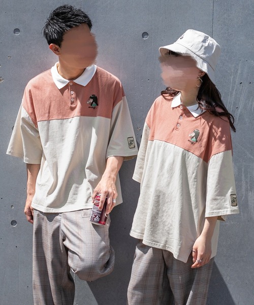 PairPair（ペアペア）の「【msy.コラボ】切り替えラガーシャツ(ユニセックス)（Tシャツ/カットソー・レディース・ライトベージュ/グリーン/ブルー・FREE）」の5枚目の写真