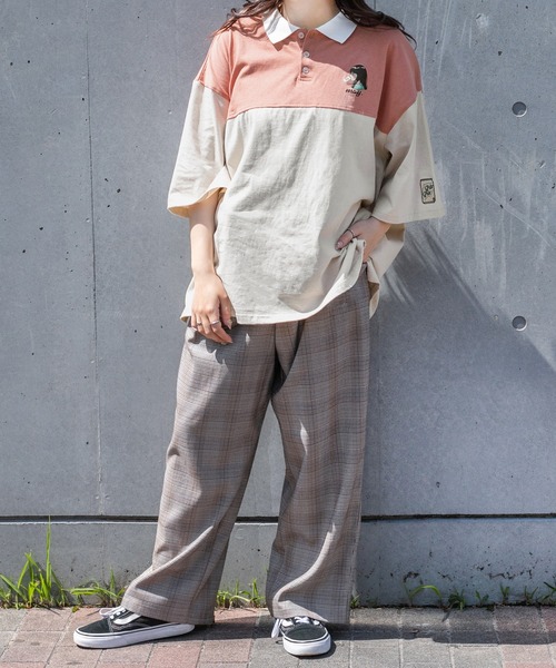 PairPair（ペアペア）の「【msy.コラボ】切り替えラガーシャツ(ユニセックス)（Tシャツ/カットソー・レディース・ライトベージュ/グリーン/ブルー・FREE）」の8枚目の写真