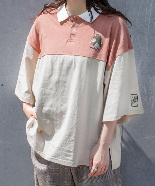 PairPair（ペアペア）の「【msy.コラボ】切り替えラガーシャツ(ユニセックス)（Tシャツ/カットソー・レディース・ライトベージュ/グリーン/ブルー・FREE）」の9枚目の写真