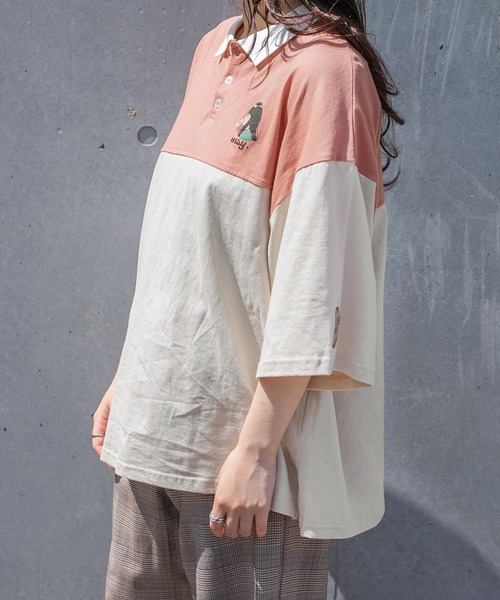 PairPair（ペアペア）の「【msy.コラボ】切り替えラガーシャツ(ユニセックス)（Tシャツ/カットソー・レディース・ライトベージュ/グリーン/ブルー・FREE）」の10枚目の写真