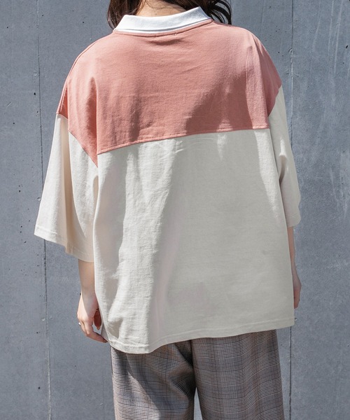 PairPair（ペアペア）の「【msy.コラボ】切り替えラガーシャツ(ユニセックス)（Tシャツ/カットソー・レディース・ライトベージュ/グリーン/ブルー・FREE）」の11枚目の写真