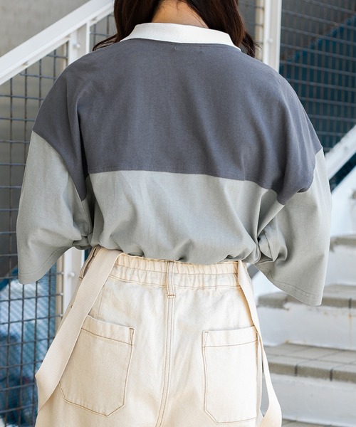 PairPair（ペアペア）の「【msy.コラボ】切り替えラガーシャツ(ユニセックス)（Tシャツ/カットソー・レディース・ライトベージュ/グリーン/ブルー・FREE）」の21枚目の写真